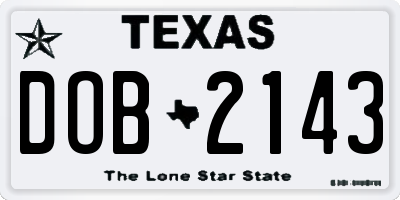 TX license plate DOB2143