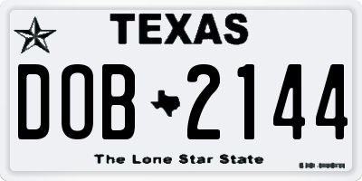 TX license plate DOB2144