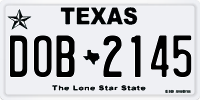 TX license plate DOB2145