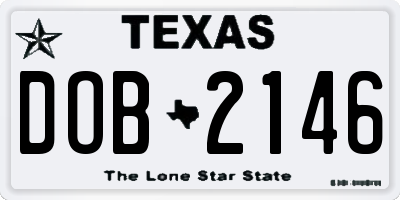 TX license plate DOB2146