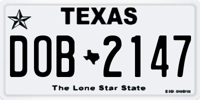 TX license plate DOB2147