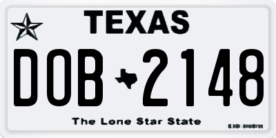 TX license plate DOB2148