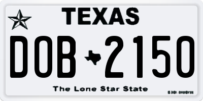 TX license plate DOB2150