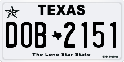 TX license plate DOB2151