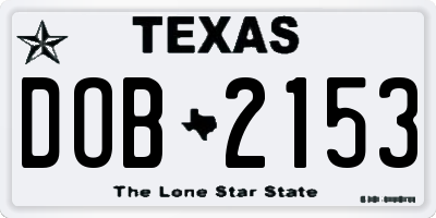 TX license plate DOB2153