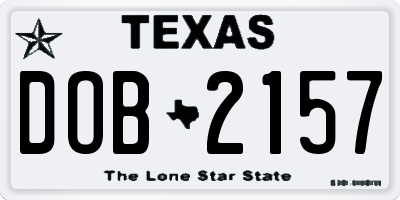 TX license plate DOB2157
