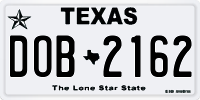 TX license plate DOB2162
