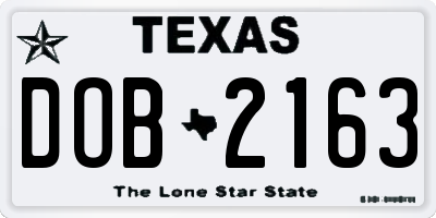 TX license plate DOB2163