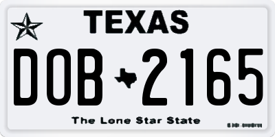 TX license plate DOB2165