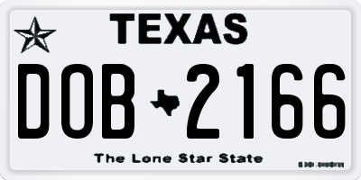 TX license plate DOB2166