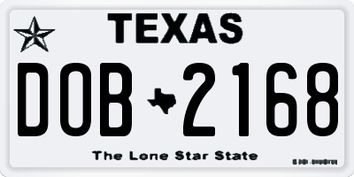 TX license plate DOB2168