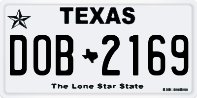 TX license plate DOB2169