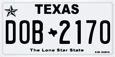 TX license plate DOB2170