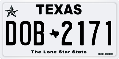 TX license plate DOB2171