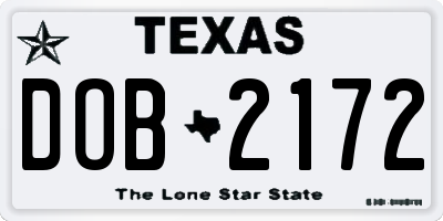 TX license plate DOB2172