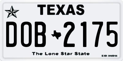 TX license plate DOB2175