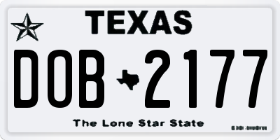 TX license plate DOB2177