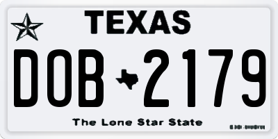 TX license plate DOB2179