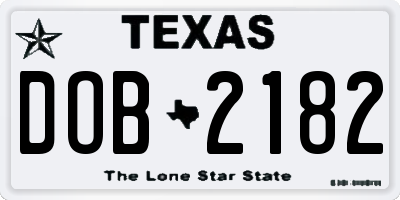 TX license plate DOB2182