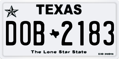TX license plate DOB2183