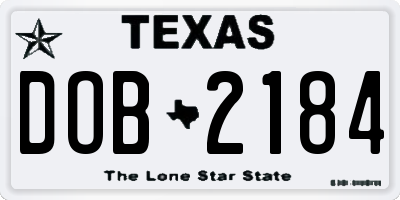 TX license plate DOB2184