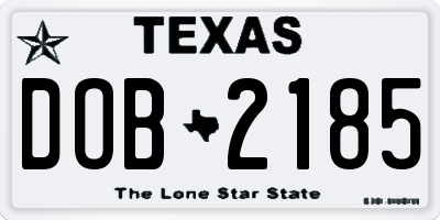 TX license plate DOB2185