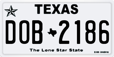 TX license plate DOB2186