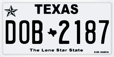 TX license plate DOB2187