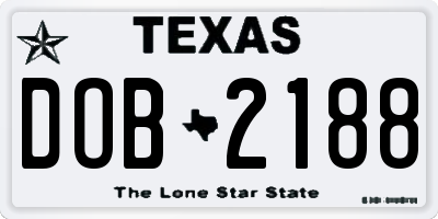 TX license plate DOB2188