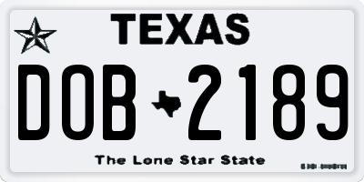 TX license plate DOB2189