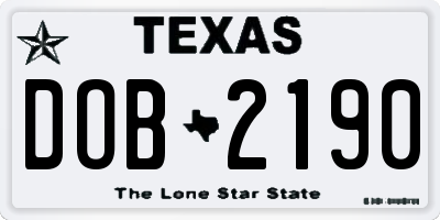 TX license plate DOB2190