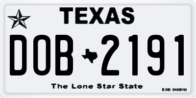 TX license plate DOB2191