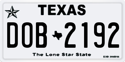 TX license plate DOB2192