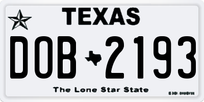 TX license plate DOB2193