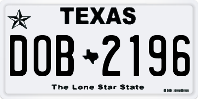 TX license plate DOB2196