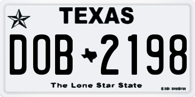 TX license plate DOB2198