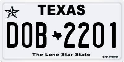 TX license plate DOB2201