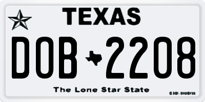 TX license plate DOB2208