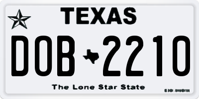 TX license plate DOB2210