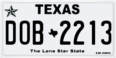 TX license plate DOB2213