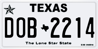 TX license plate DOB2214