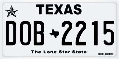 TX license plate DOB2215
