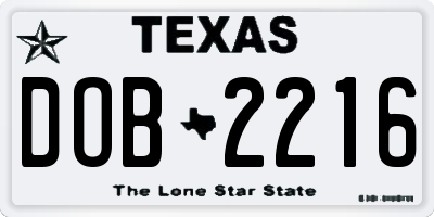TX license plate DOB2216