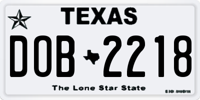 TX license plate DOB2218