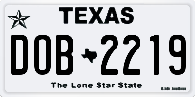 TX license plate DOB2219