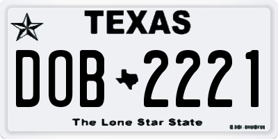 TX license plate DOB2221