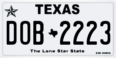 TX license plate DOB2223