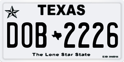 TX license plate DOB2226