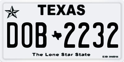 TX license plate DOB2232