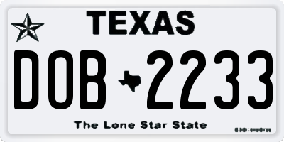 TX license plate DOB2233